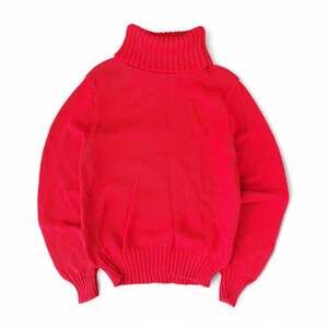Vintage Eddie Bauer 90s Red Turtleneck Sweater - 100% Combed Cotton Knit